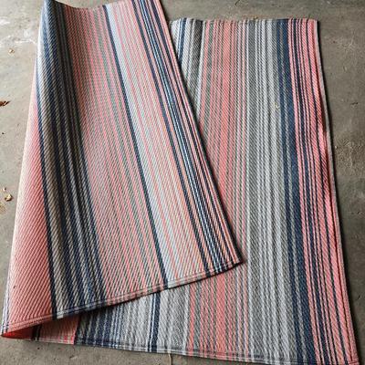 Pink stripe Outdoor area rug 80" x 60"