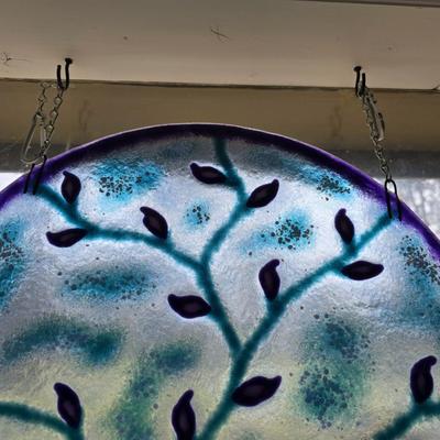 Large Stained glass like tree decorative plate 17 diameter