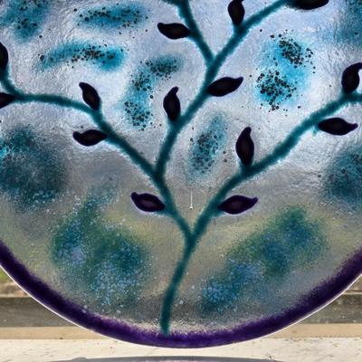 Large Stained glass like tree decorative plate 17 diameter