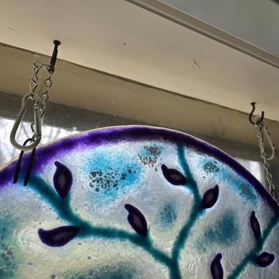 Large Stained glass like tree decorative plate 17 diameter