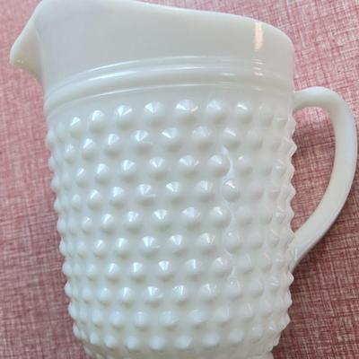 Milkglass Hobnail Water Pitcher