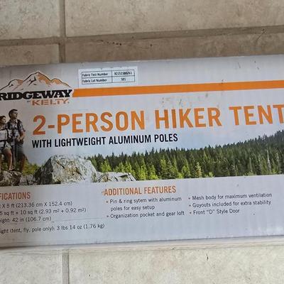 Brand new Ridgeway Kelty 2-person hiker tent with lightweight Aluminum poles and a cooler bag