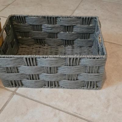 Large woven village basket / Bolga basket and a newer style rectangle storage basket
