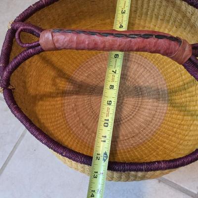 Large woven village basket / Bolga basket and a newer style rectangle storage basket