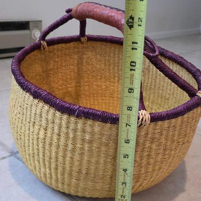 Large woven village basket / Bolga basket and a newer style rectangle storage basket