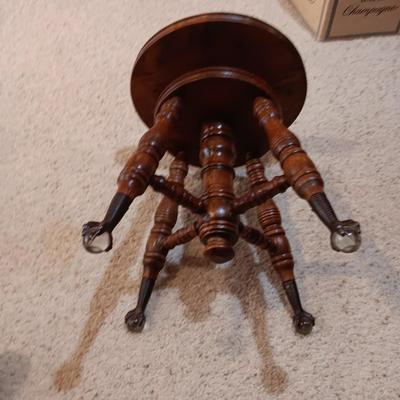 ANTIQUE PIANO STOOL WITH GLASS BALL CLAW FEET