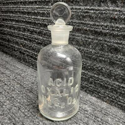 Antique ACID OXALIC H2 C2 O4 Apothecary Bottle with Glass Stopper