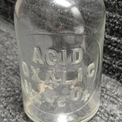 Antique ACID OXALIC H2 C2 O4 Apothecary Bottle with Glass Stopper