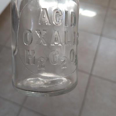Antique ACID OXALIC H2 C2 O4 Apothecary Bottle with Glass Stopper
