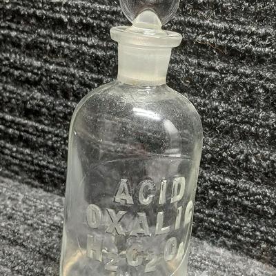 Antique ACID OXALIC H2 C2 O4 Apothecary Bottle with Glass Stopper