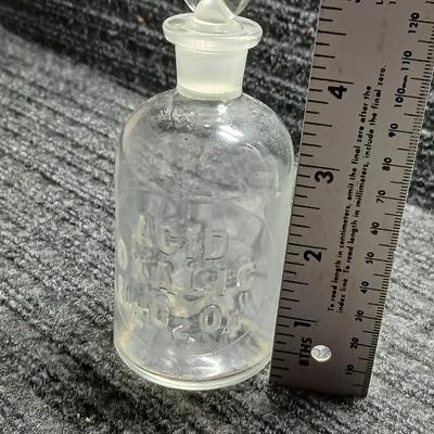 Antique ACID OXALIC H2 C2 O4 Apothecary Bottle with Glass Stopper