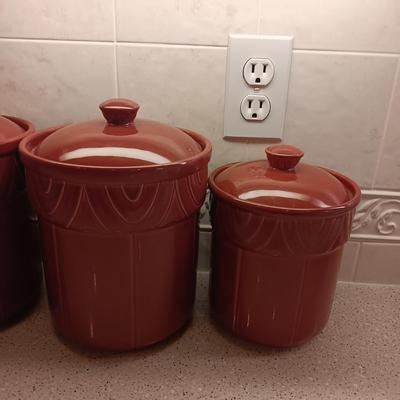 BURGUNDY COLORED CANISTER SET