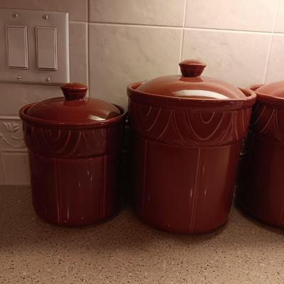 BURGUNDY COLORED CANISTER SET