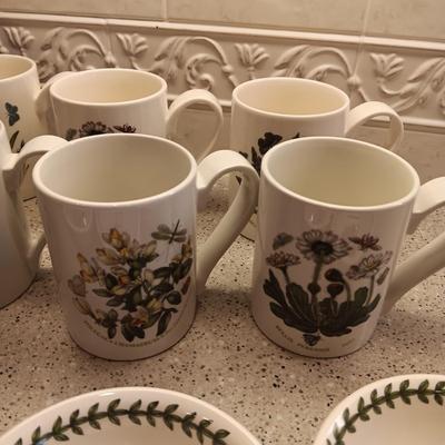 PORTMEIRION SUSAN WILLIAMS-ELLIS BOTANIC GARDEN COFFEE MUGS, SMALL BOWLS AND PLATTER