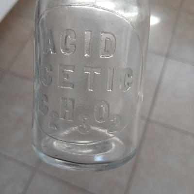Antique ACID ACETIC HC2H3O2 Apothecary Bottle with Glass Stopper