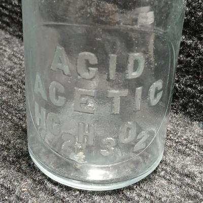 Antique ACID ACETIC HC2H3O2 Apothecary Bottle with Glass Stopper