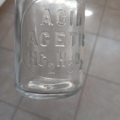 Antique ACID ACETIC HC2H3O2 Apothecary Bottle with Glass Stopper