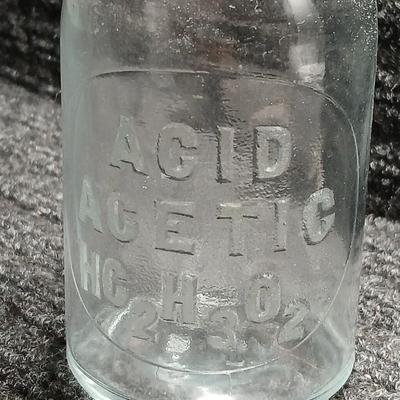 Antique ACID ACETIC HC2H3O2 Apothecary Bottle with Glass Stopper