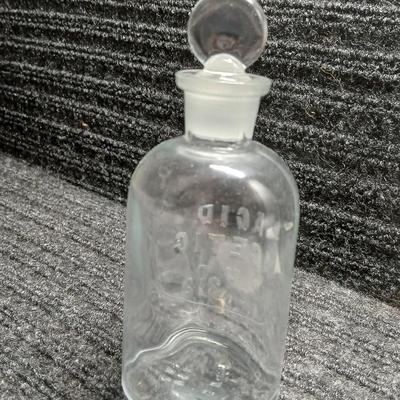 Antique ACID ACETIC HC2H3O2 Apothecary Bottle with Glass Stopper