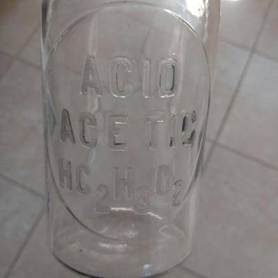 Antique ACID ACETIC HC2 H3 O2 Apothecary Bottle with Glass Stopper