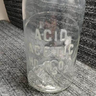 Antique ACID ACETIC HC2 H3 O2 Apothecary Bottle with Glass Stopper