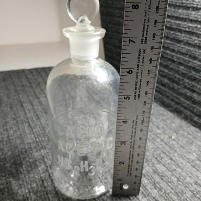 Antique ACID ACETIC HC2 H3 O2 Apothecary Bottle with Glass Stopper