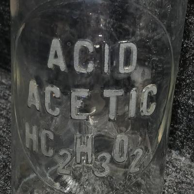 Antique ACID ACETIC HC2 H3 O2 Apothecary Bottle with Glass Stopper