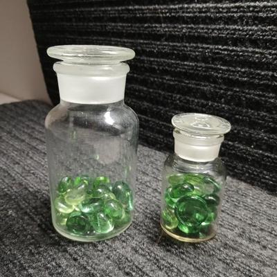Two vintage Apothecary / scientific chemistry jars with Glass Stoppers