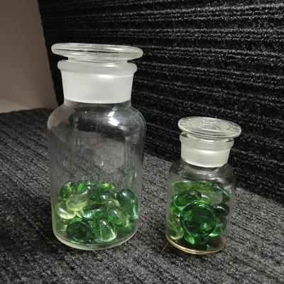 Two vintage Apothecary / scientific chemistry jars with Glass Stoppers