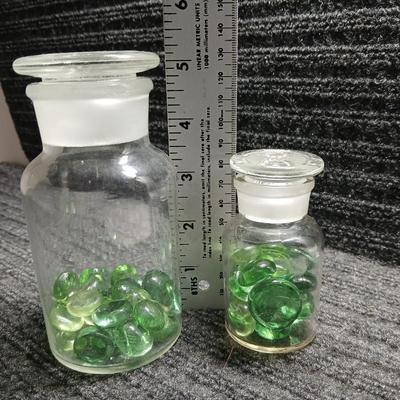 Two vintage Apothecary / scientific chemistry jars with Glass Stoppers
