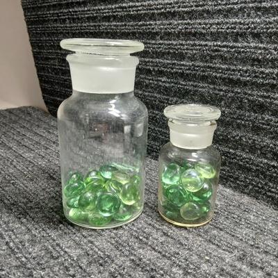 Two vintage Apothecary / scientific chemistry jars with Glass Stoppers