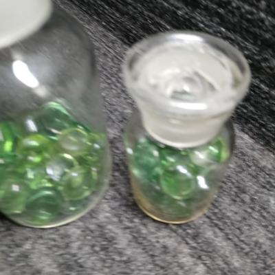 Two vintage Apothecary / scientific chemistry jars with Glass Stoppers