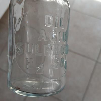 Antique DIL ACID SULPHURIC H2 SO4 Apothecary Bottle with Glass Stopper