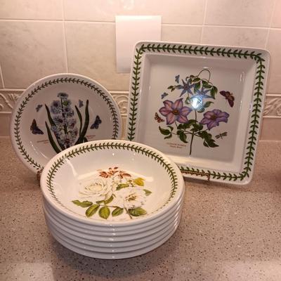 8 BOWLS AND 1 PLATTER PORTMEIRION BOTANIC GARDEN