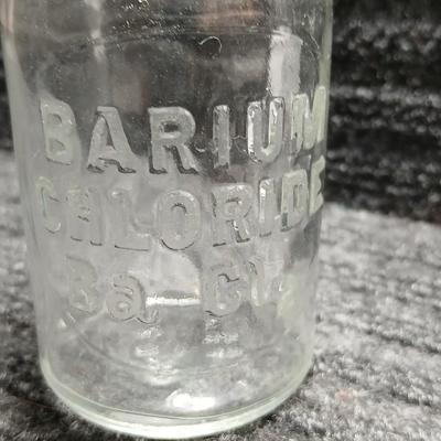 Antique BARIUM CHLORIDE Apothecary Bottle with Glass Stopper