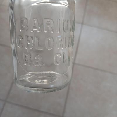 Antique BARIUM CHLORIDE Apothecary Bottle with Glass Stopper