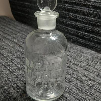 Antique BARIUM CHLORIDE Apothecary Bottle with Glass Stopper
