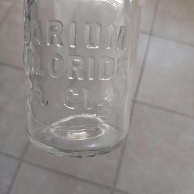 Antique BARIUM CHLORIDE Apothecary Bottle with Glass Stopper