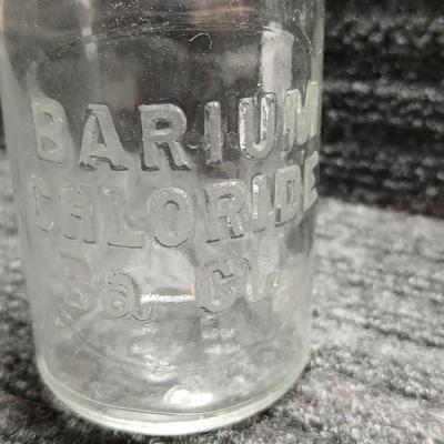 Antique BARIUM CHLORIDE Apothecary Bottle with Glass Stopper