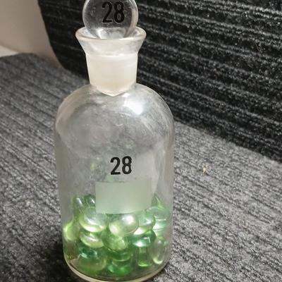Vintage Wheaton Glass Apothecary Bottle # 28 with glass stopper