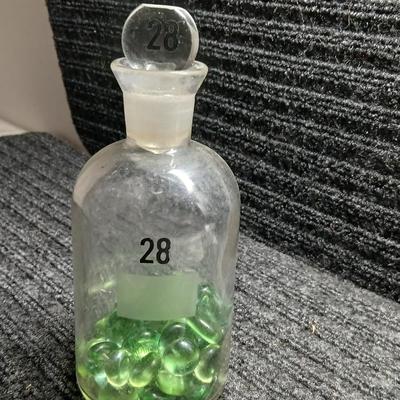 Vintage Wheaton Glass Apothecary Bottle # 28 with glass stopper