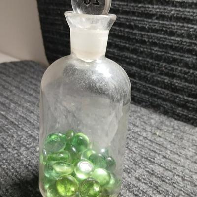 Vintage Wheaton Glass Apothecary Bottle # 28 with glass stopper