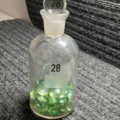 Vintage Wheaton Glass Apothecary Bottle # 28 with glass stopper