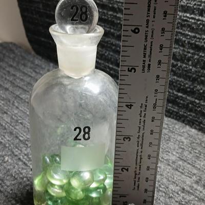 Vintage Wheaton Glass Apothecary Bottle # 28 with glass stopper