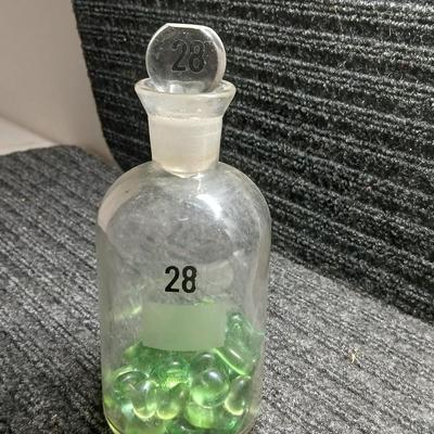 Vintage Wheaton Glass Apothecary Bottle # 28 with glass stopper