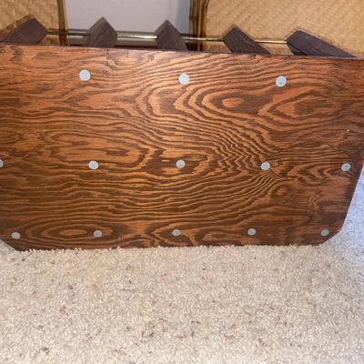 WICKER SERVING TRAYS AND A WINE RACK