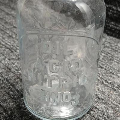 Antique DIL ACID NITRIC HNO3 Apothecary Bottle with Glass Stopper