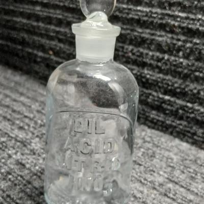 Antique DIL ACID NITRIC HNO3 Apothecary Bottle with Glass Stopper