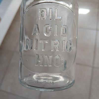 Antique DIL ACID NITRIC HNO3 Apothecary Bottle with Glass Stopper