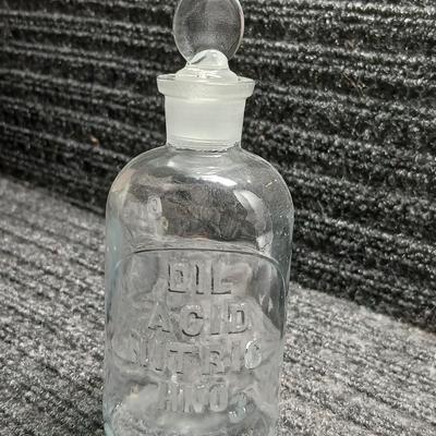 Antique DIL ACID NITRIC HNO3 Apothecary Bottle with Glass Stopper